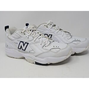 New Balance 608 White Navy Leather Training Shoes WX608WT Mens 8 Womens 9.5 NICE